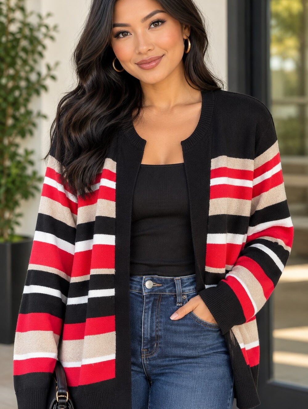 Striped Cardigan Sweater - Size Large - Great Condition